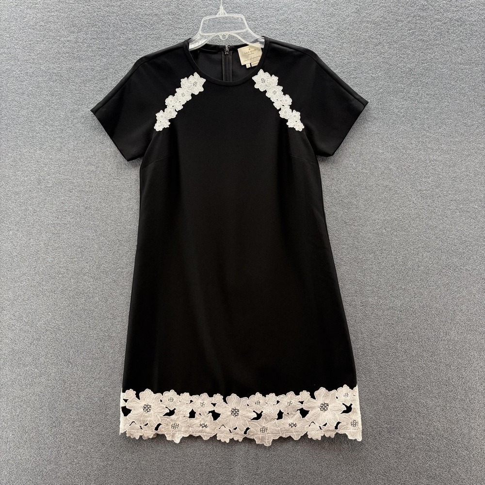 Kate Spade Dress 2 Black Floral Lace Shift Relaxed Short Sleeve Cocktail Career